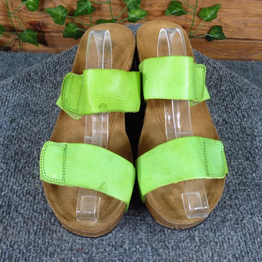 Lola Sabbia Women Wedge Platform Sandals Size 40 Lime Green Leather